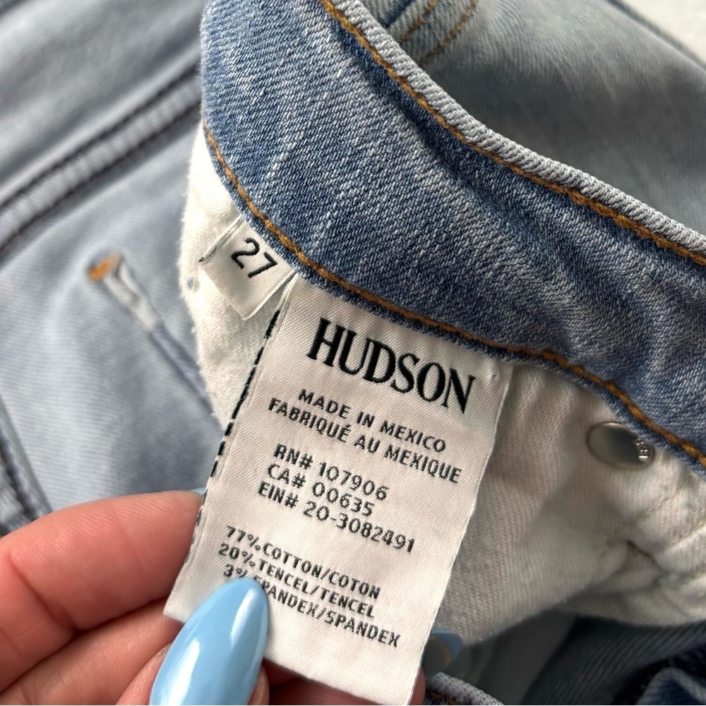 Hudson Harkin Light Wash Lowrise Ripped Cuffed Hem Skinny Ankle Jeans (27) - Picture 13 of 16